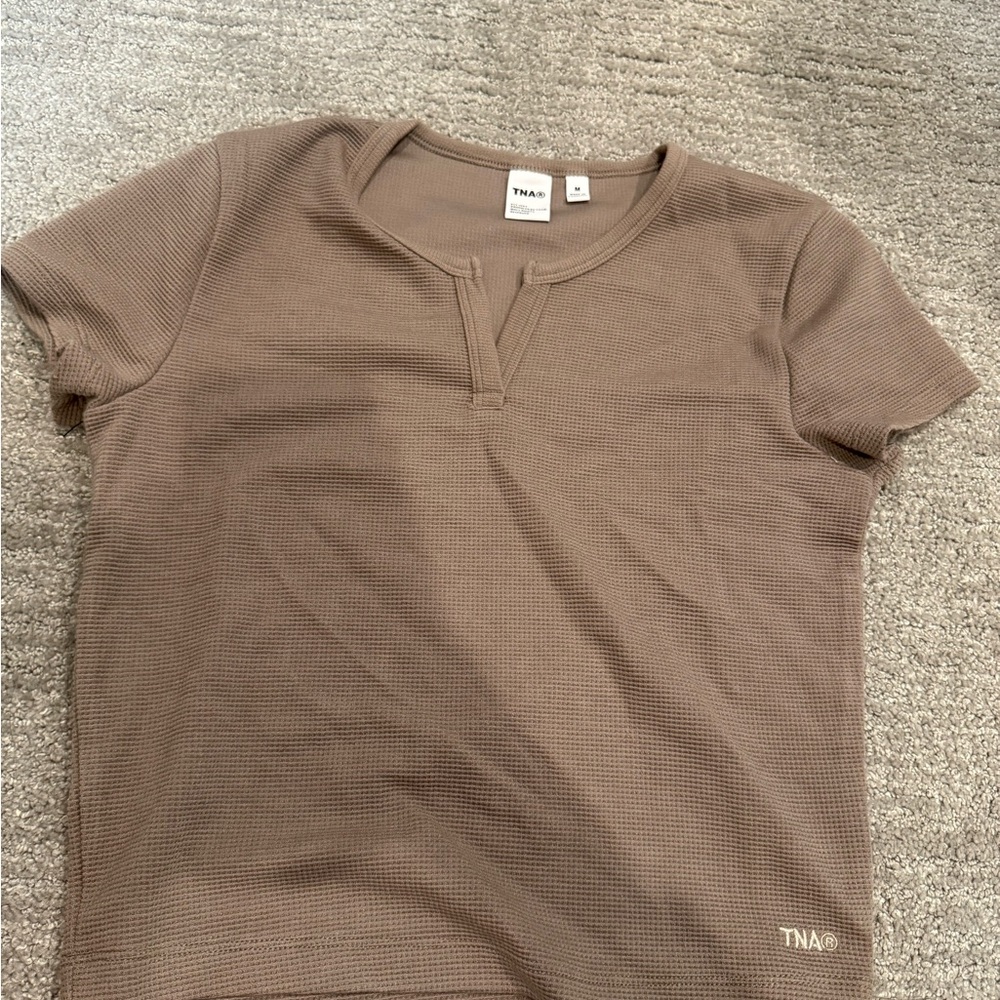 TNA  Brown Short Sleeve Top